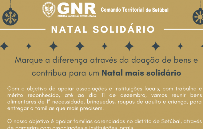 GNR de Setúbal realiza campanha Natal Solidário
