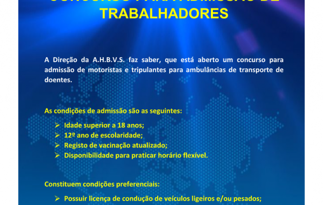 Associação dos Bombeiros de Sines admite motoristas e tripulantes de ambulância