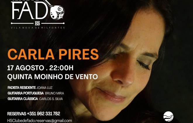 Carla Pires atua esta quarta-feira no HS Clube de Fado em Vila Nova de Milfontes