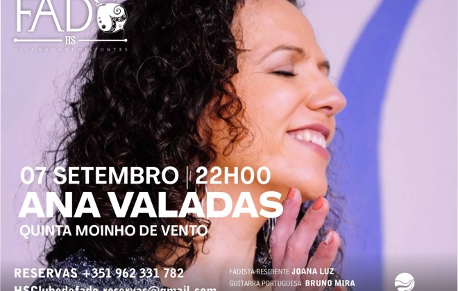 Ana Valadas atua esta quarta-feira no HS Clube de Fado em Vila Nova de Milfontes