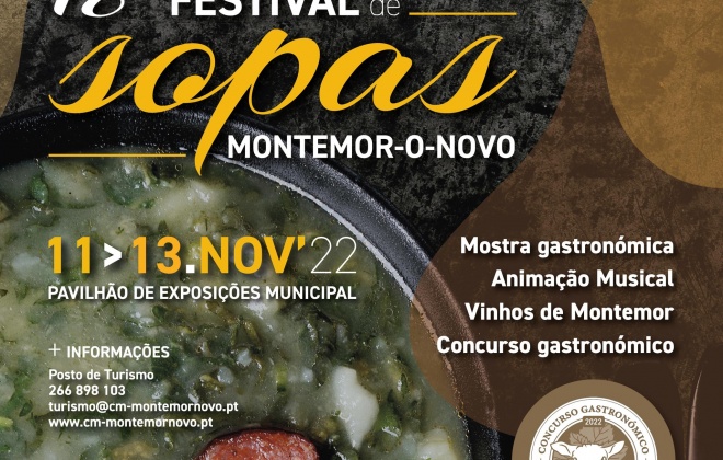 Montemor-o-Novo recebe o Festival das Sopas de 11 a 13 de novembro