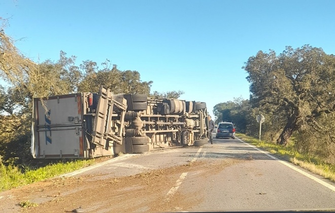 Despiste de camião provoca ferido ligeiro na estrada entre Bicos e Alvalade