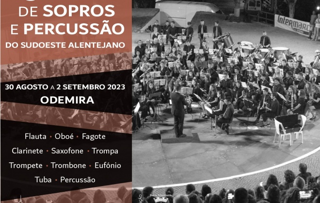 Odemira recebe Estágio de Sopros e Percussão do Sudoeste Alentejano de 30 de agosto a 2 de setembro