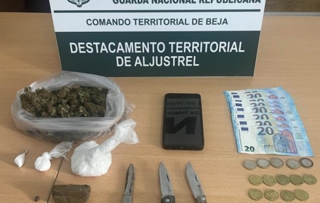 GNR detém suspeito de tráfico e apreende cocaína e haxixe em Ferreira do Alentejo