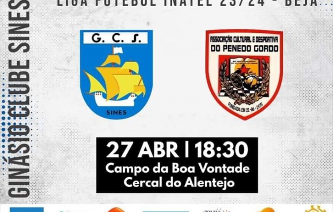 Ginásio Clube de Sines recebe o Penedo Gordo B em Cercal do Alentejo