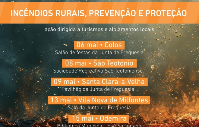 Proteção Civil de Odemira vai realizar ações de sensibilização para combater incêndios rurais no concelho