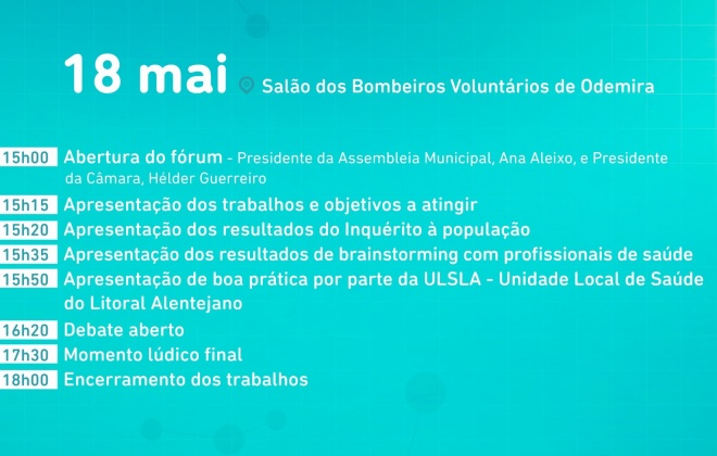 Salão dos Bombeiros Voluntários de Odemira vai acolher no sábado o Fórum da Saúde