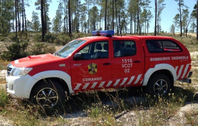 Bombeiros combatem incêndio florestal em Pinheiro da Cruz