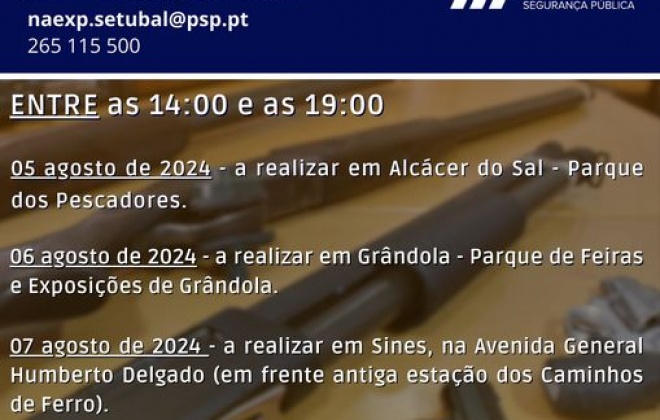 PSP realiza em Sines uma ação de atendimento de proximidade em matéria de armas