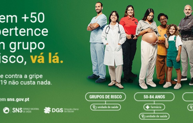 Vacinação contra a gripe e a covid-19 disponível a partir de hoje para o grupo entre 50 e 59 anos