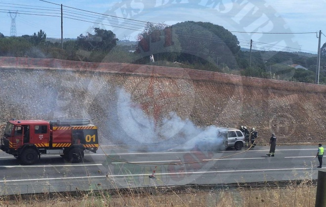 Viatura arde parcialmente o IC33 no concelho de Santiago do Cacém