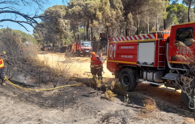 Incêndio consumiu área de mato perto de Melides no concelho de Grândola