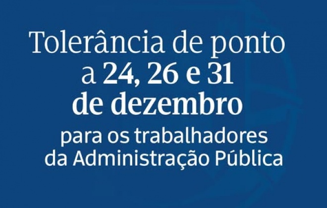 Governo dá tolerância de ponto nos dias 24, 26 e 31 de dezembro