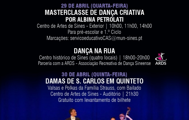 Centro de Artes de Sines e o centro histórico da cidade recebem um programa especial para assinalar o Dia Mundial da Dança